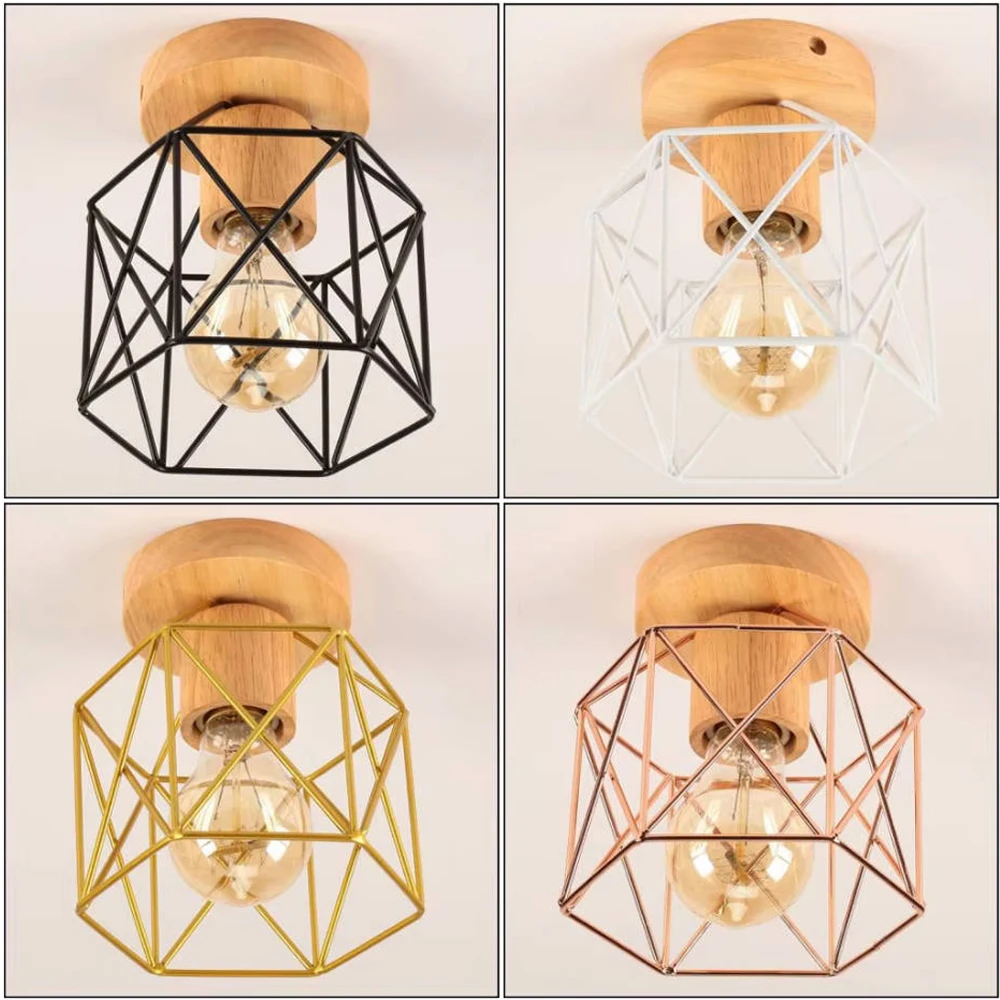 

Industrial Wood Led Ceiling Light Vintage Ceiling Lamp Shade Retro Loft Plafonniers for Living Room Kitchen Lighting Home Decor