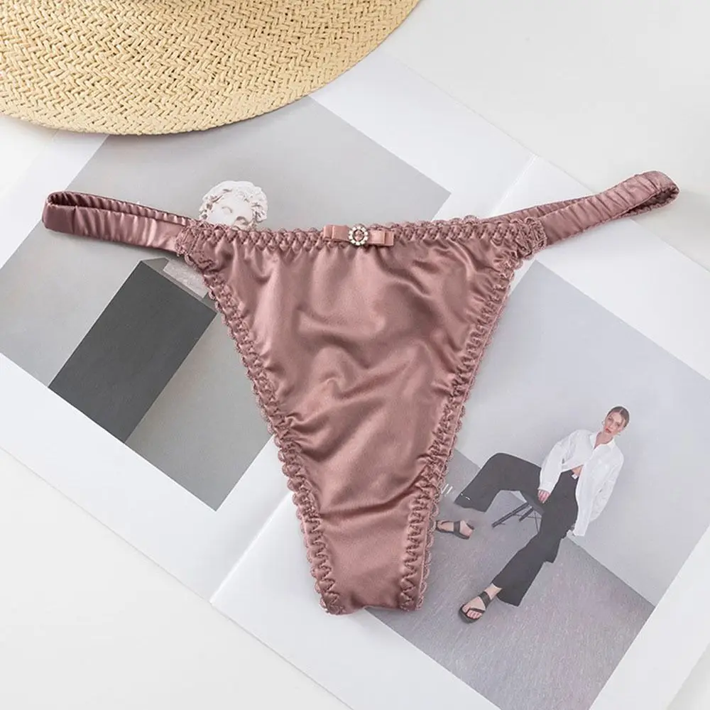 Seamless Underwear For Girl Sports Panties For Women Low-waist Solid Color Women Thong Bow Panties Female Lingerie Satin Briefs