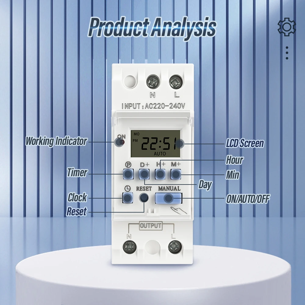 AC 220V 230V 110V DC 12V 24V 48V 15A 30A THC15A Din Rail Weekly 7 Days Programmable Digital Time Switch Relay Timer Controller