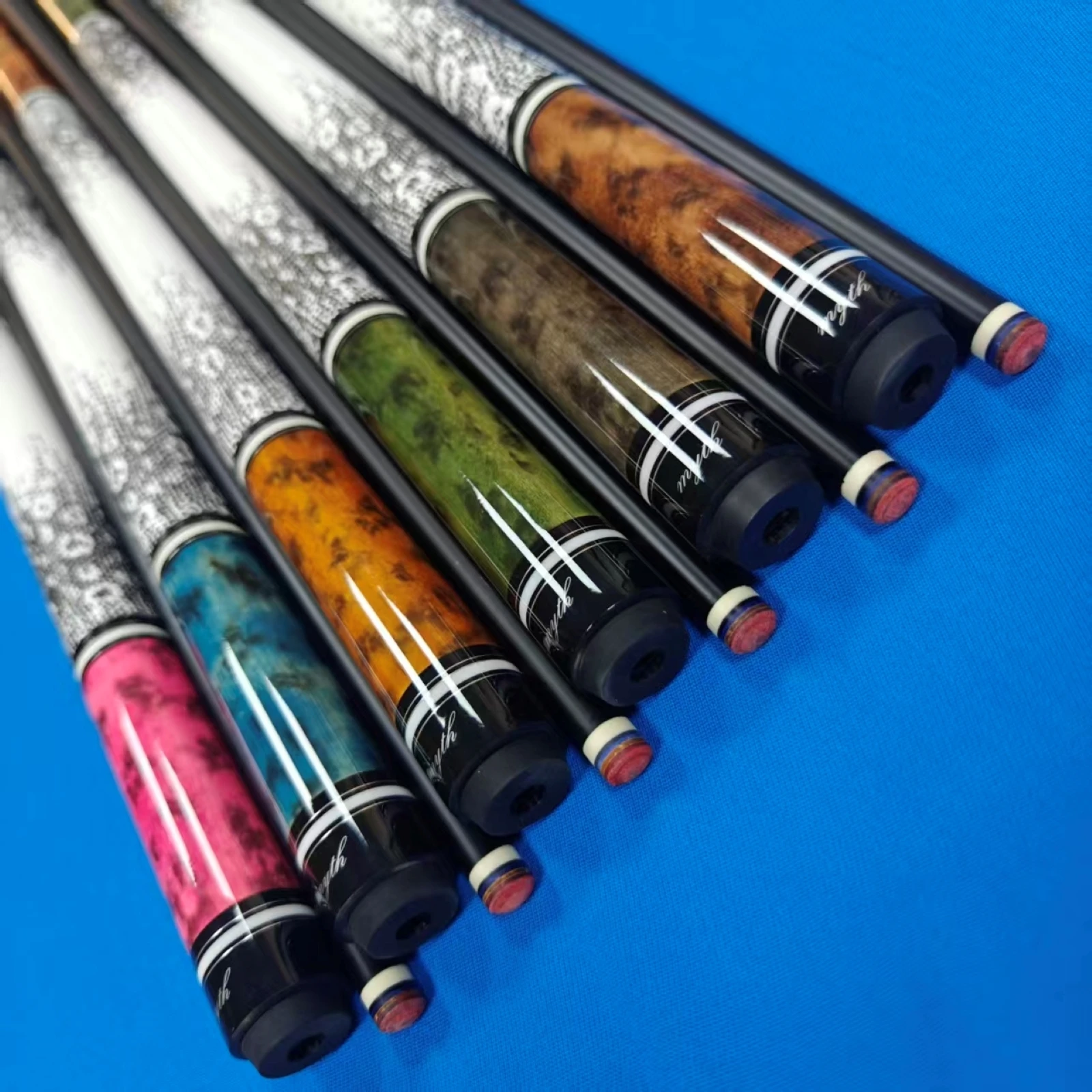 13mm Colorful Multilayer Tip Vibrant High Quality Fiberglass Pool Cue with Joint Protector and Screw-on Butt Cap for Extension