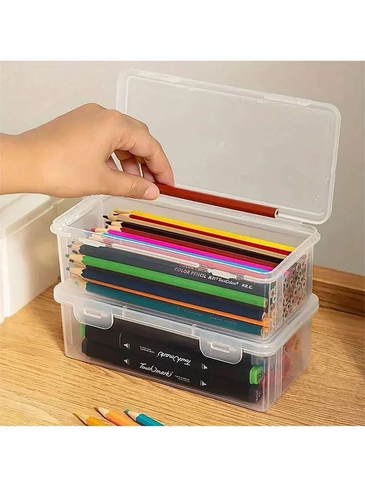 

1 шт., прозрачный настольный органайзер большой емкости, простой настольный пенал для карандашей, маркеров, многофункциональный органайзер для хранения