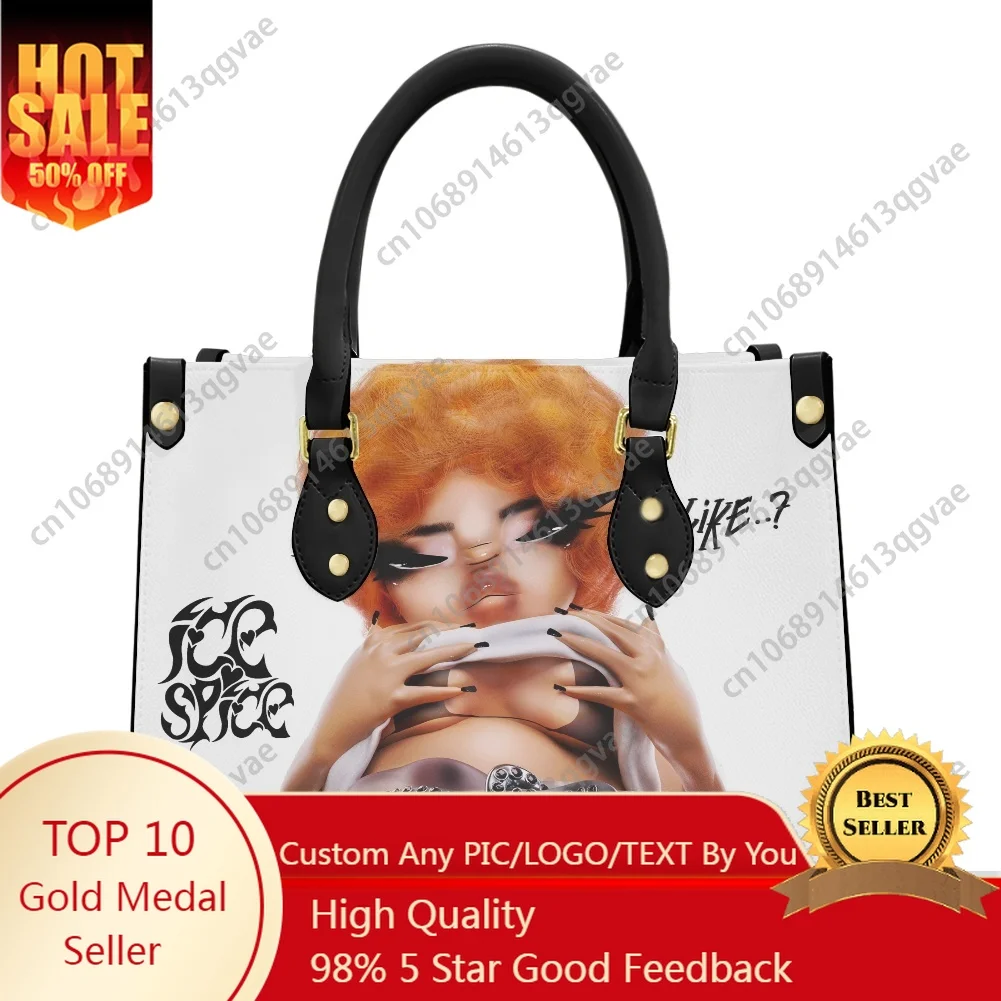 

Ice Spice American Rap Munch Tote Bag Purse Womens Mens Personalized Text Image PU Leather Handbag Business Shopping Gift Bags