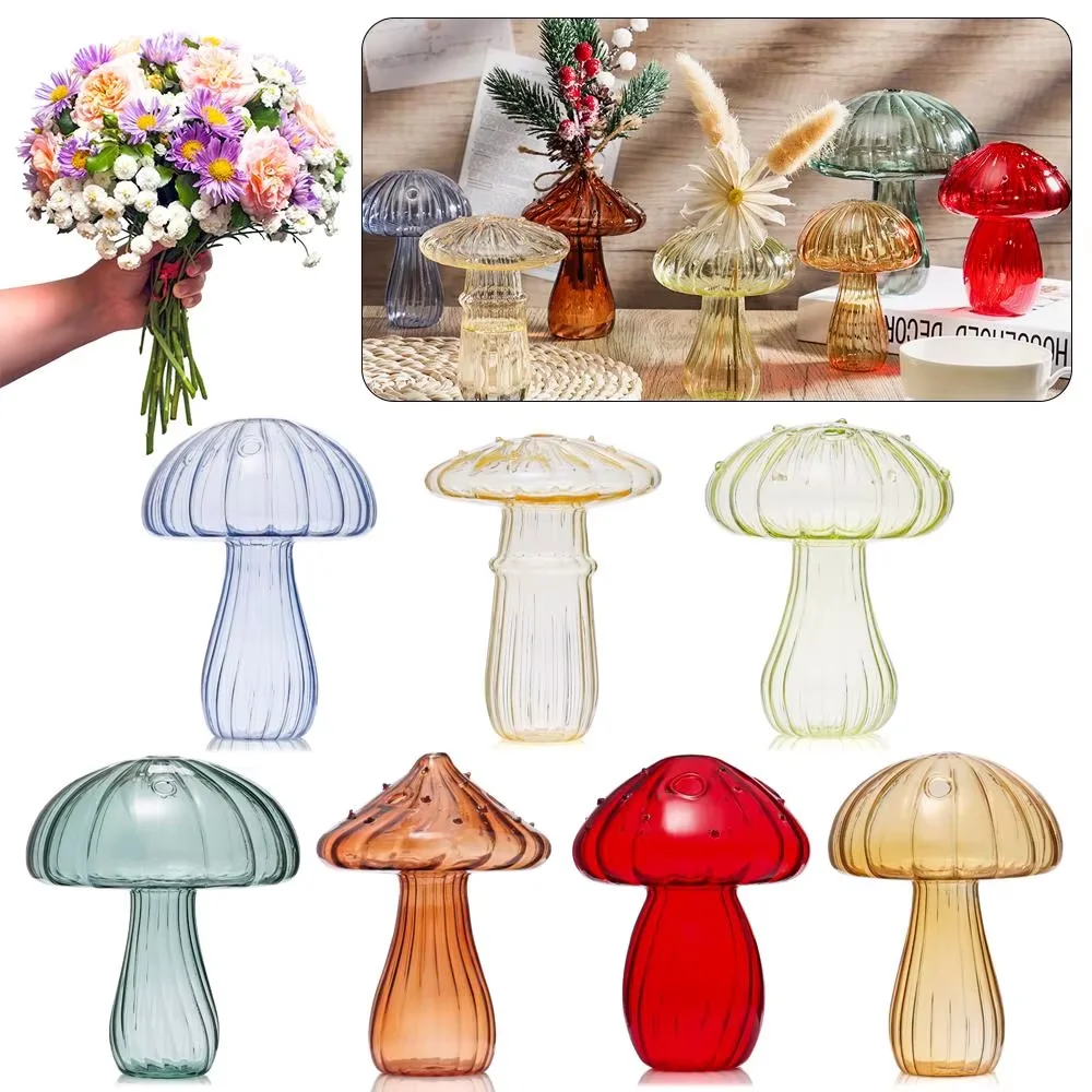 Mushroom Glass Vase Aromatherapy Bottle Creative Home Hydroponic Flower Table Simple Decoration