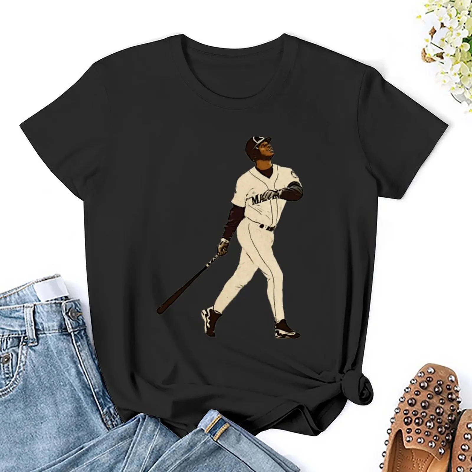 Ken Griffey Jr The Kid Baseball Vintage Signature Perfect Gift T-Shirt anime blacks t-shirts for Women cotton