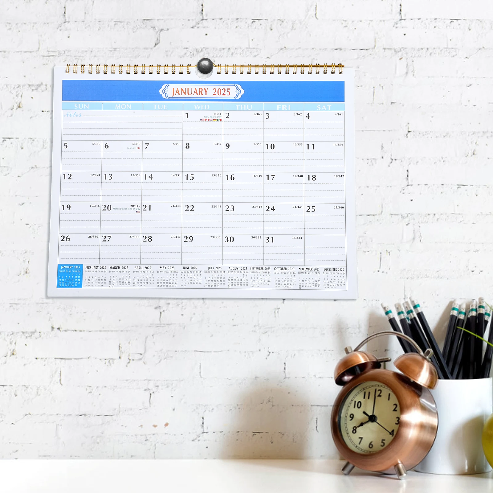 

Wall Calendars 2024 English Monthly Planner Spiral Office Vertical Hanging Bedroom Home Decor Pendant