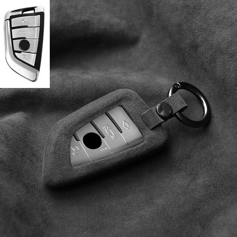 

Alcantara Car Key Case Cover For BMW X1 X3 X5 X6 Series 1 2 3 5 7 F15 F16 F20 F22 F30 F32 G30 Keychain Accessories