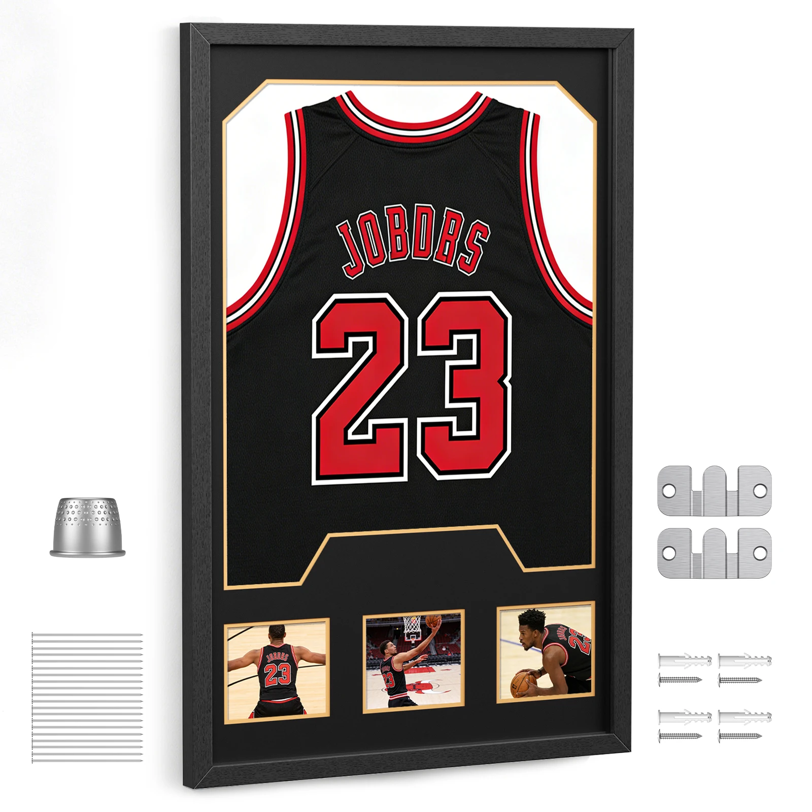 Fußballtrikot-Vitrine, 60x90cm Trikot-Displaybox mit Fotorahmen – Sport-Sammlerstück-Schattenbox