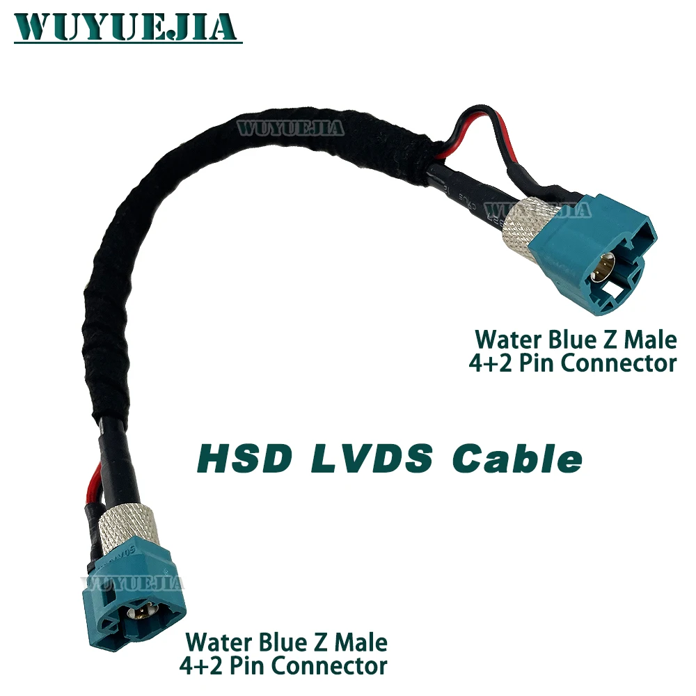 4+2pin Water Blue Code Z 4 +2 Pin Male Plug Connector Straight 6-Core HSD LVDS High-Speed Transmission Harness Cable Custom-Made