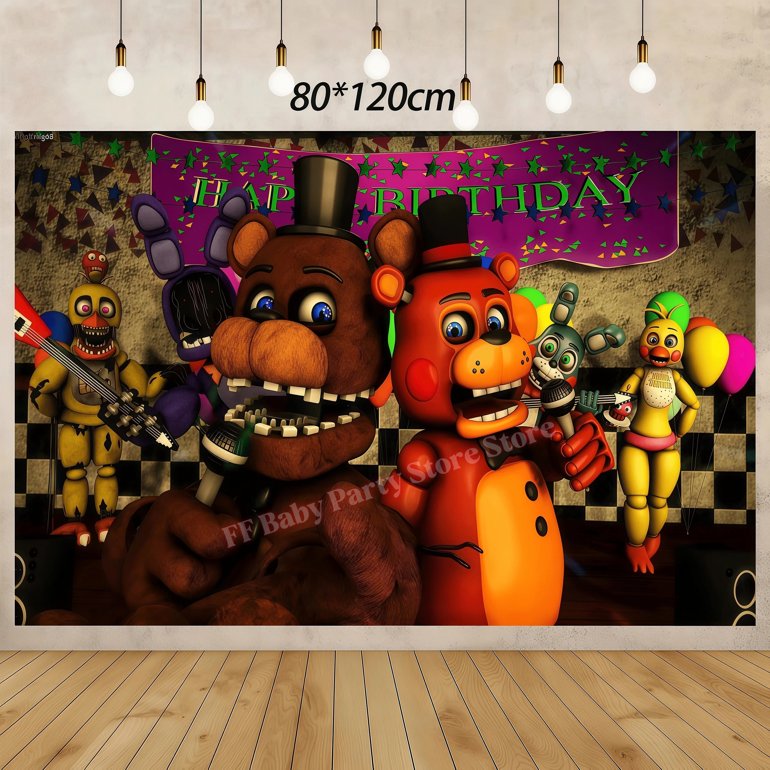Five Nights Bear Geburtstagsparty-Dekorationen: Teller, Becher, Hintergrund, Freddy-Ballon für Kinderpartys, FNAFs Event-Zubehör und Geschenke – Detail 11