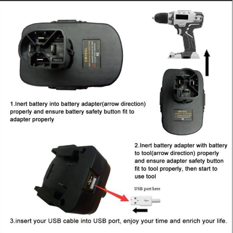 USB Battery Adapter DM18GL For Dewalt 20V For Milwaukeee 18V Convert To For Craftsman 19.2 Volt Lithium-Ion Battery