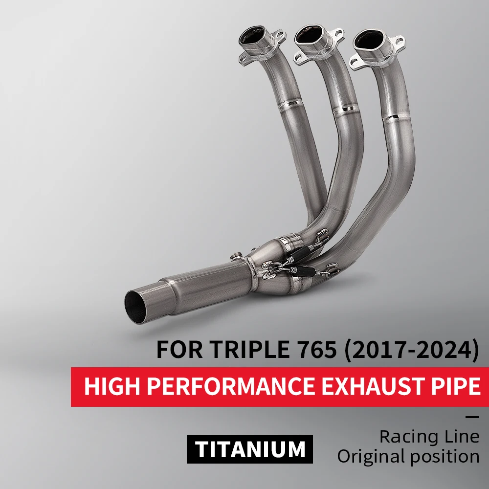 

Titanium Alloy Motorcycle Exhaust Pipe Fitting Front Link Original Muffler Triple 765 System for 2017-2024 Models