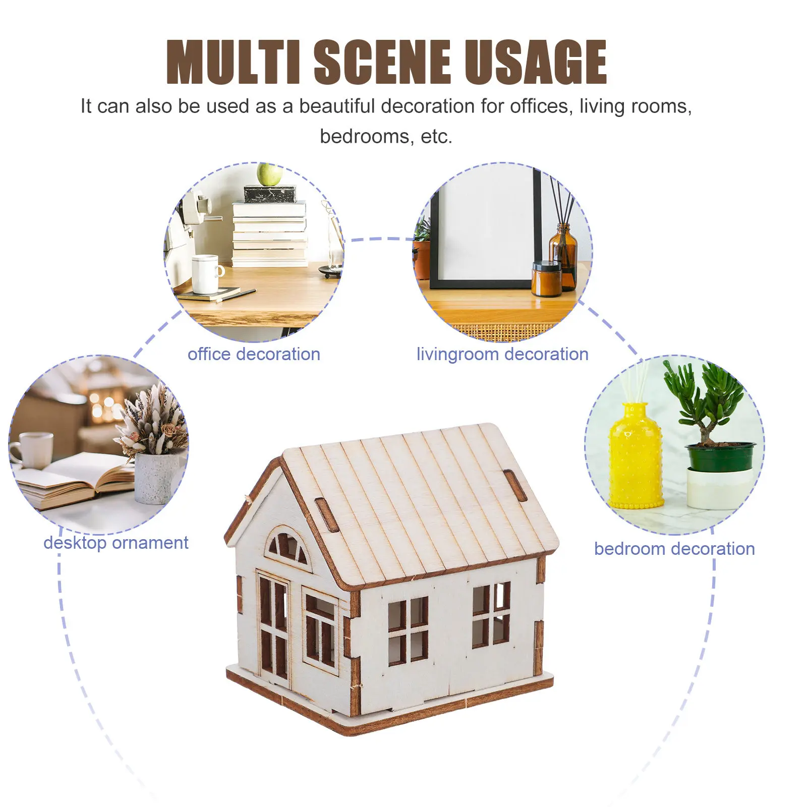 Kit Casa in Legno Fai-da-Te, Miniatura Non Finita, Puzzle 3D per Decorazione Casa, Ornamento da Scrivania, Artigianato, Villaggio Natalizio