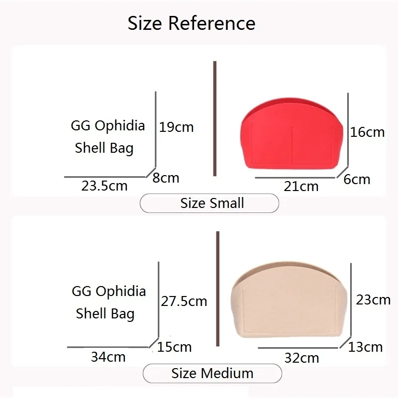 Felt Insert Bag Organizer Bag Fits For GG Ophidia Shell Insert Bag in Bag Travel Purse Portable Cosmetic Base Shaper