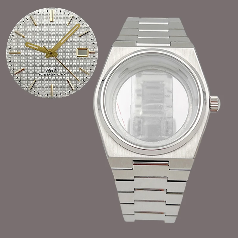 40mm Silver PRX Super Player Watch Case Sapphire Glass Fits For NH35 NH36 NH38 4R Movement Multi-Color Dial Hands Repair Parts