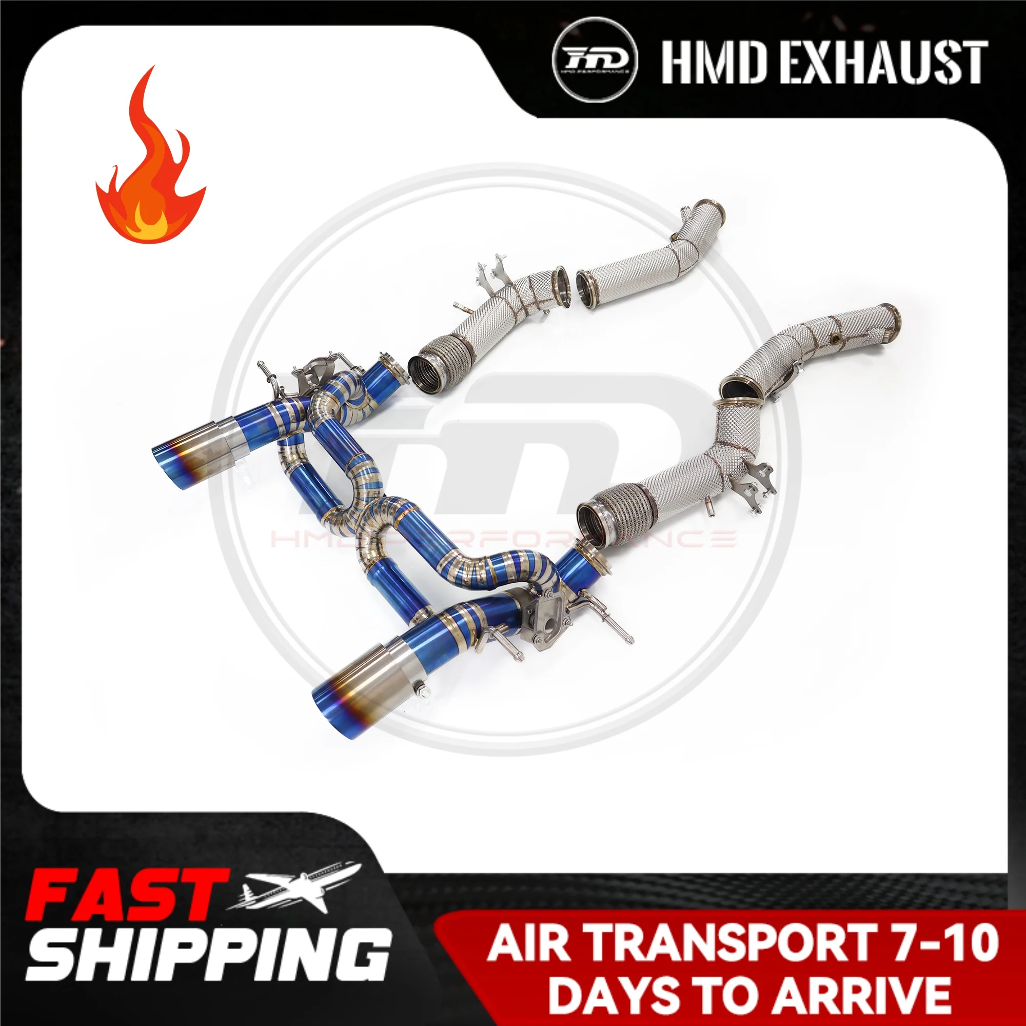 HMD Titan-Abgasanlage Performance Catback für Maserati MC20 Catless Downpipe mit Hitzeschild