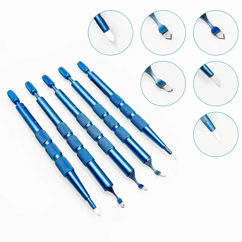 Ophthalmic Blade Sapphire Keratome Clear Cornea Crescent blade Trifacet Blades Straight Elbow Double Single Edge Lancet Blades