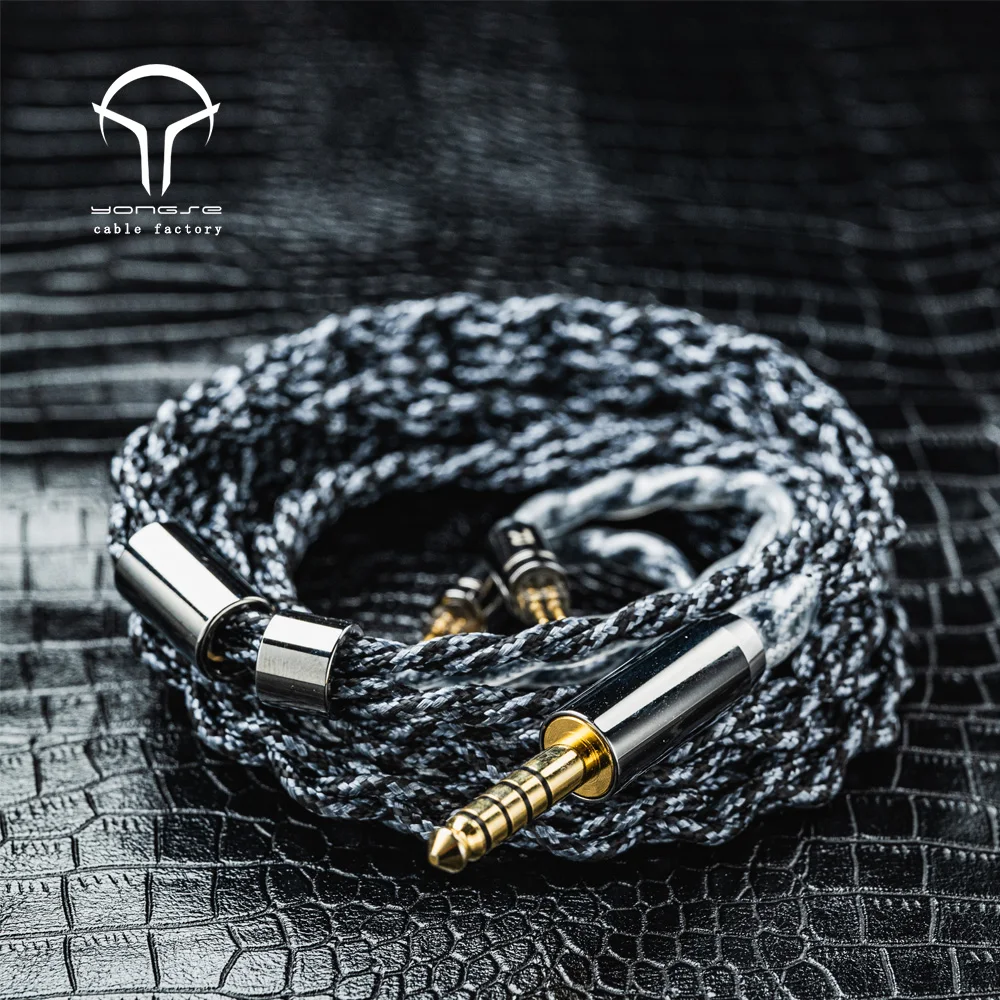 Yongse Venom nueva llegada alta pureza 4 hebras 6N auriculares de cobre cristal plateado Cable de actualización