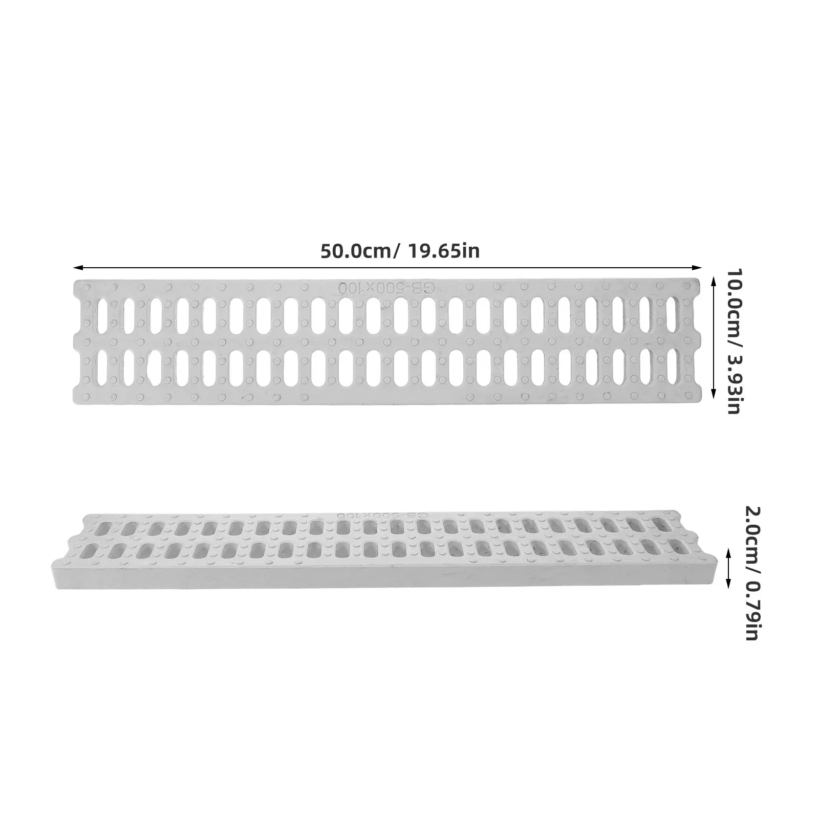 High Polymer Drainage Grate 19.7x3.9 Loadbearing Outdoor Trench Drain Cover for Driveway Sidewalk Drainage Grill Cover
