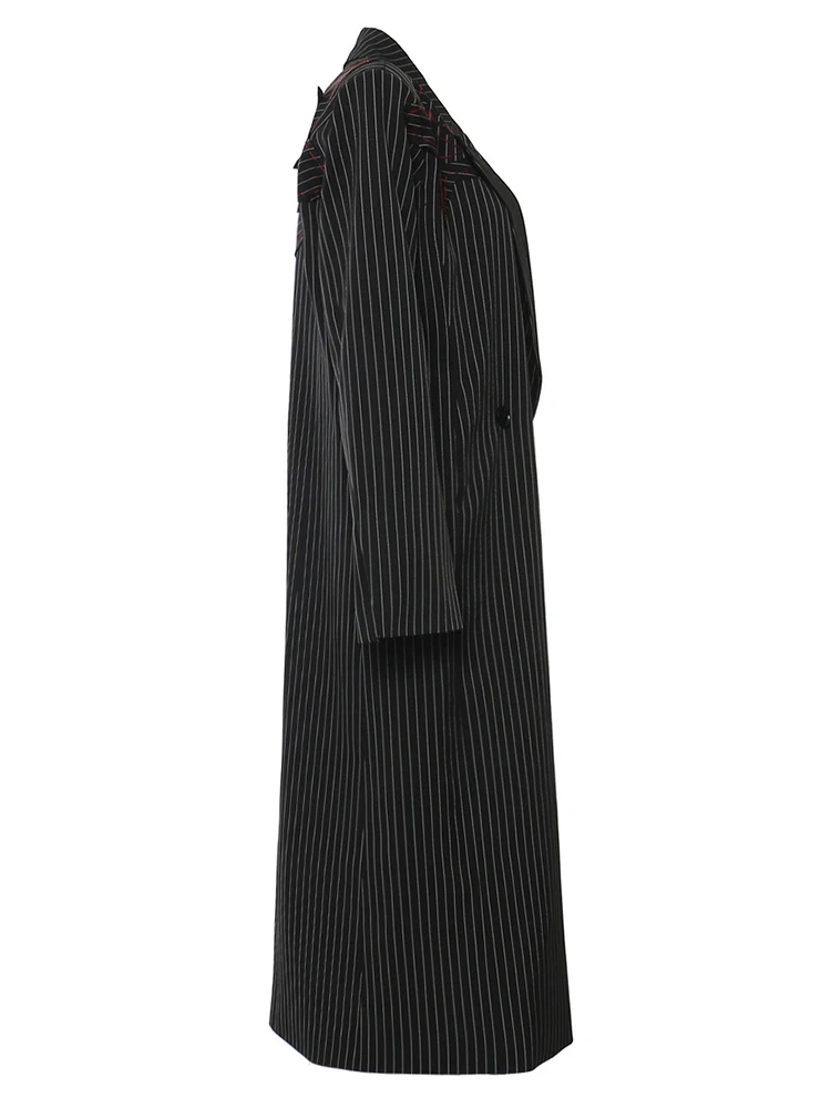 YERMORA Women Striped Back Flower Irregular Ribbon Trench Lapel Long Sleeve Fashion Tide Windbreaker Spring Autumn 2025 New A126