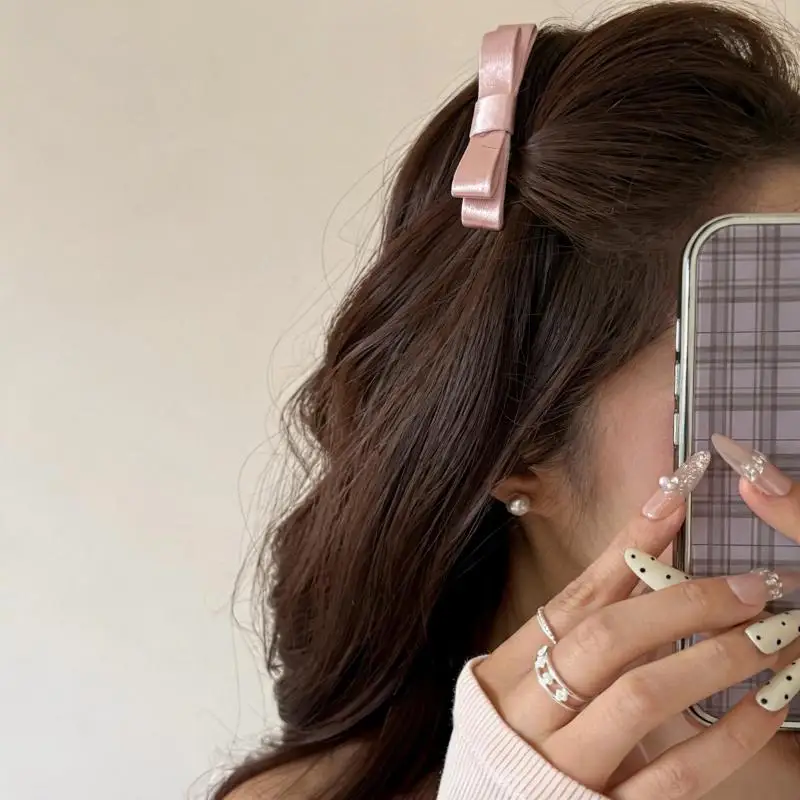 Elegant Satin Bow Hair Comb Non Slip Smooth Metal Teeth Gentle Hair Accessory for Brides Wedding Bridal Shower Gift