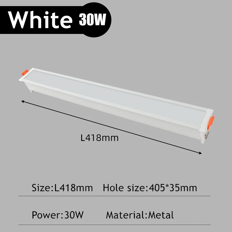 Nieuwe LED lijn Downlight Verzonken Rechthoek Grille Plafondlamp 10W 20W 30W AC85 ~ 265V LED Spot Light Voor Thuis Winkel Decor Living
