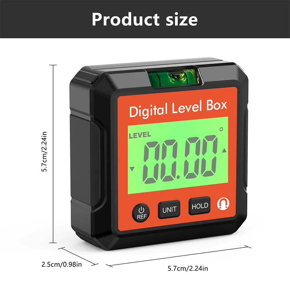 Caixa de nível magnético display lcd ângulo localizador medidor nível 90 graus inclinômetro testador nível transferidor para decoração casa