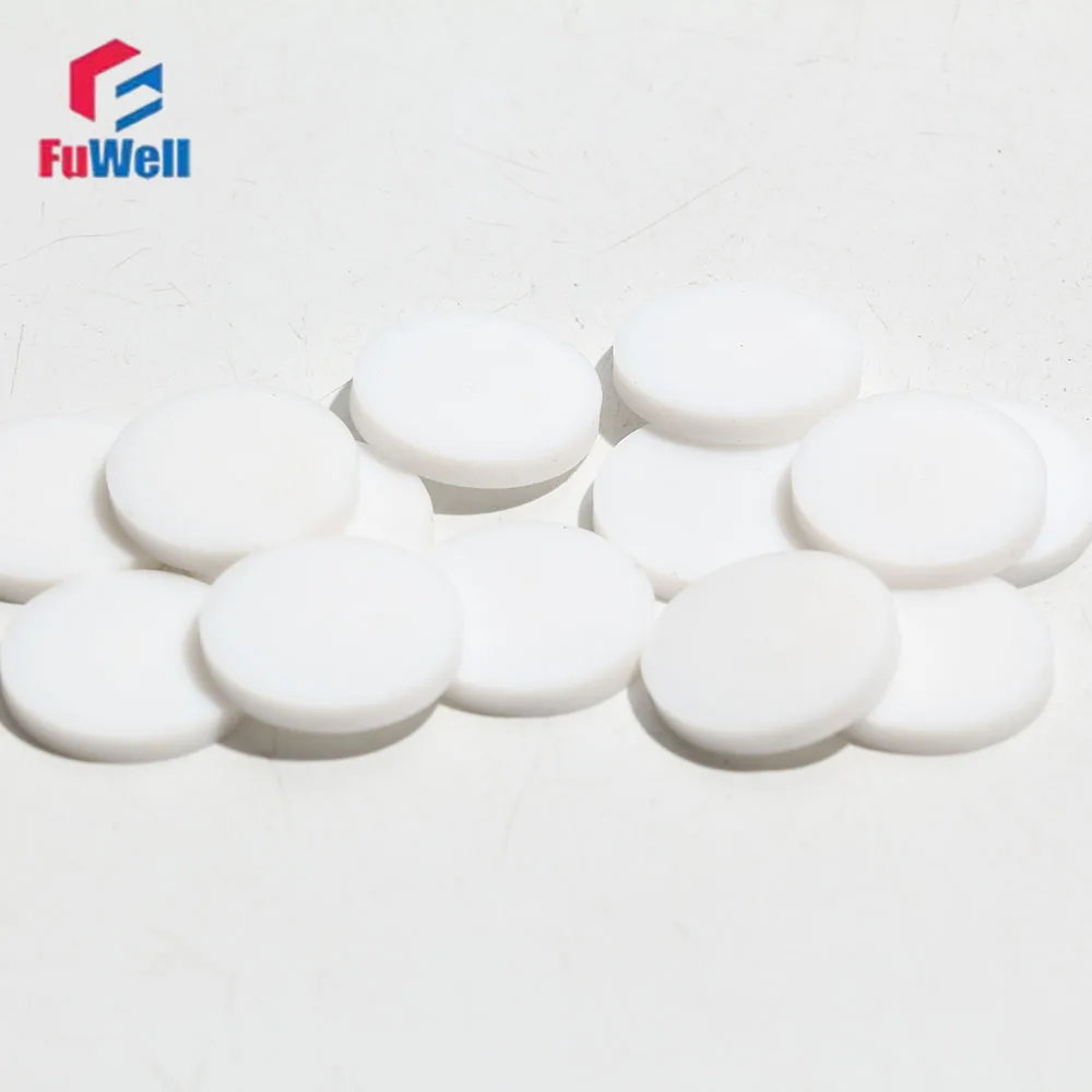 Fuwell 2 قطعة PTFE القرص الصلب Polytetrafluoroethylene حشية مستديرة مقاومة للتآكل قرص بلاستيكي لوحة قطر 50x6 مللي متر ~ 100x10 مللي متر