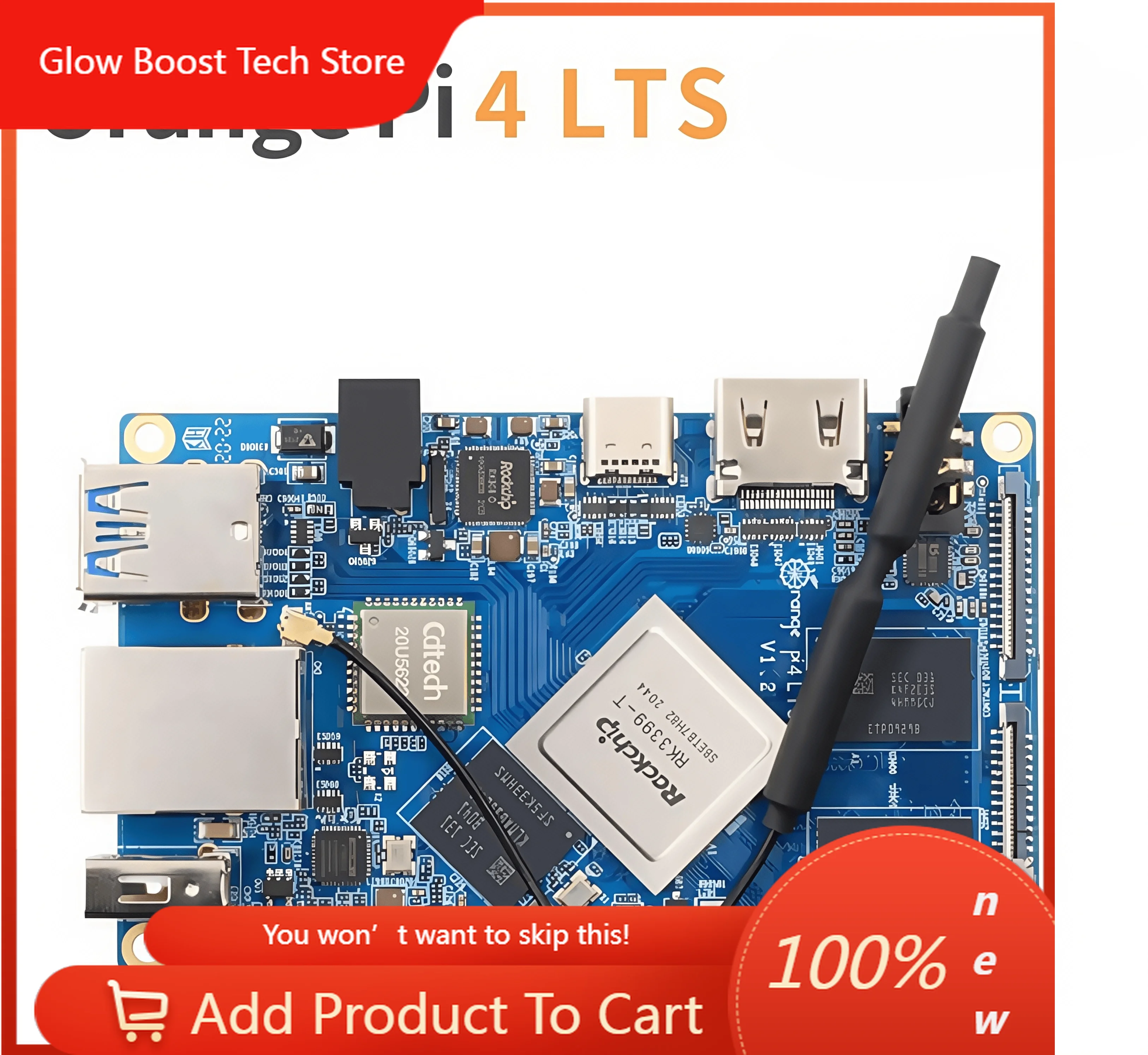 Placa de Desarrollo NYOrange Pi 4 Lts Rockchip Rk3399, Placa Base Android Linux, Memoria de 4 GB
