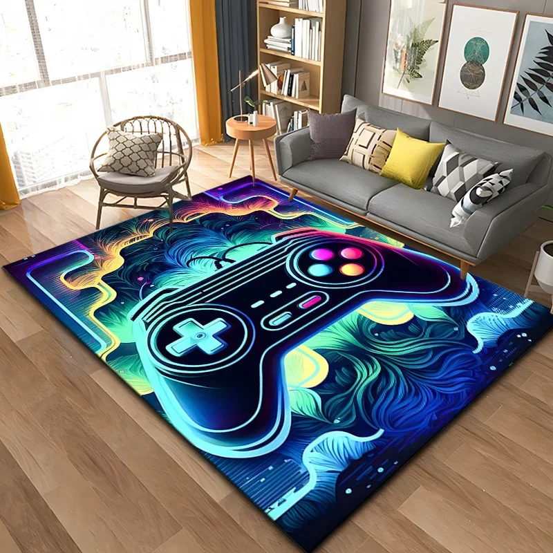 3d 80s gamer controlador área tapete grande, tapete para sala de estar quarto cozinha decoração, tapetes para quarto cama casa