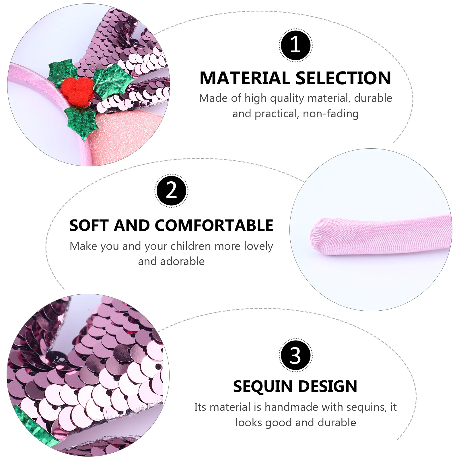 

Festive Antler Headband with Elk Ears Random Color Christmas Hair Band for Parties Dances Night Out Xmas Hair Accessories Women