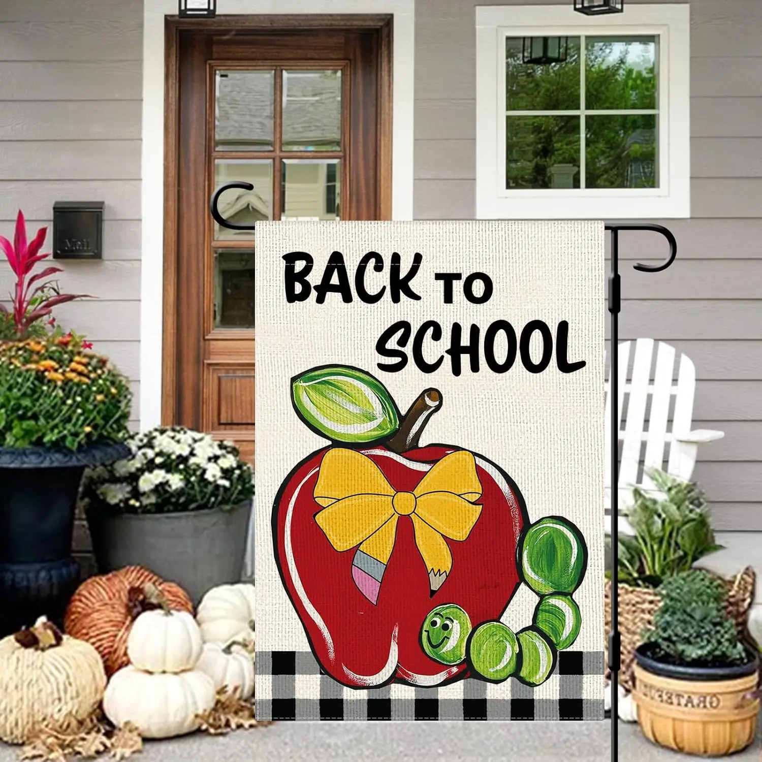 DLZDN Back to School Garden Flag First Day of School Flag 12×18 Inch Double Side Vertical Burlap Farmhouse Yard Sign Fall Se UUN