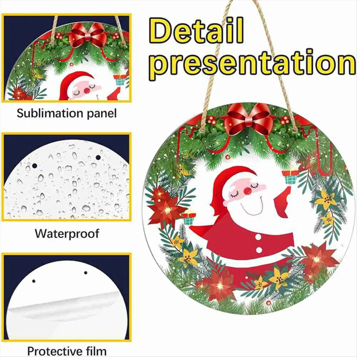 2026 NEW 5 Pcs 10in Round Sublimation Door Hanger Blanks White Hardboard MDF Blanks Wall Hanging for Heat Press Machine Printing