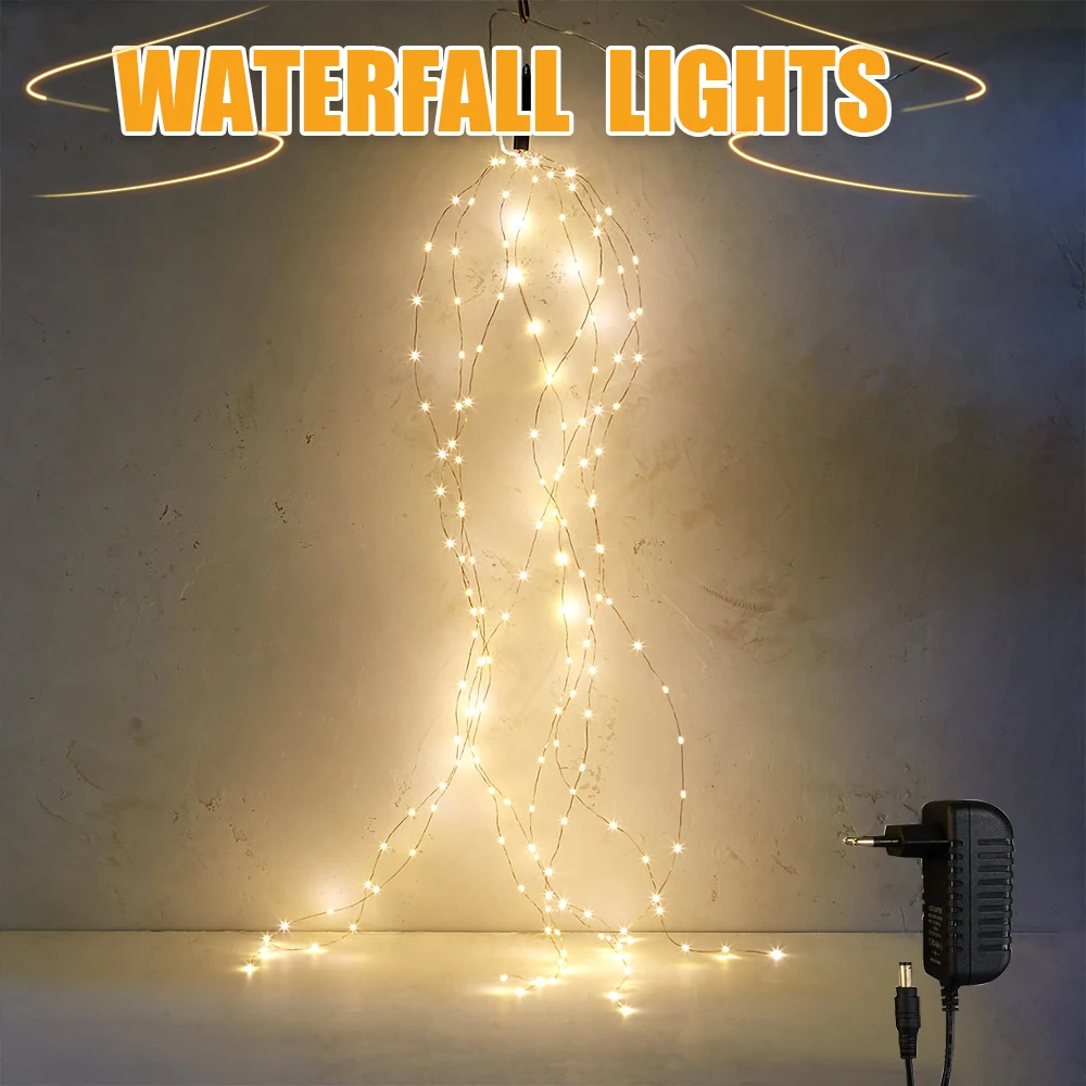 

600LED 30Stands Waterfall Light Christmas Tree Fairy Lights Led Bedroom Party Branch Light Outdoor Waterproof Wedding Decoration