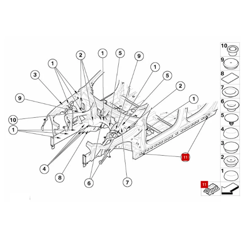 51717065919 Hanging machine foot glue fixing bracket base top glue E60 525 M54 E61  X3 F25 X4 F26 G12 G01