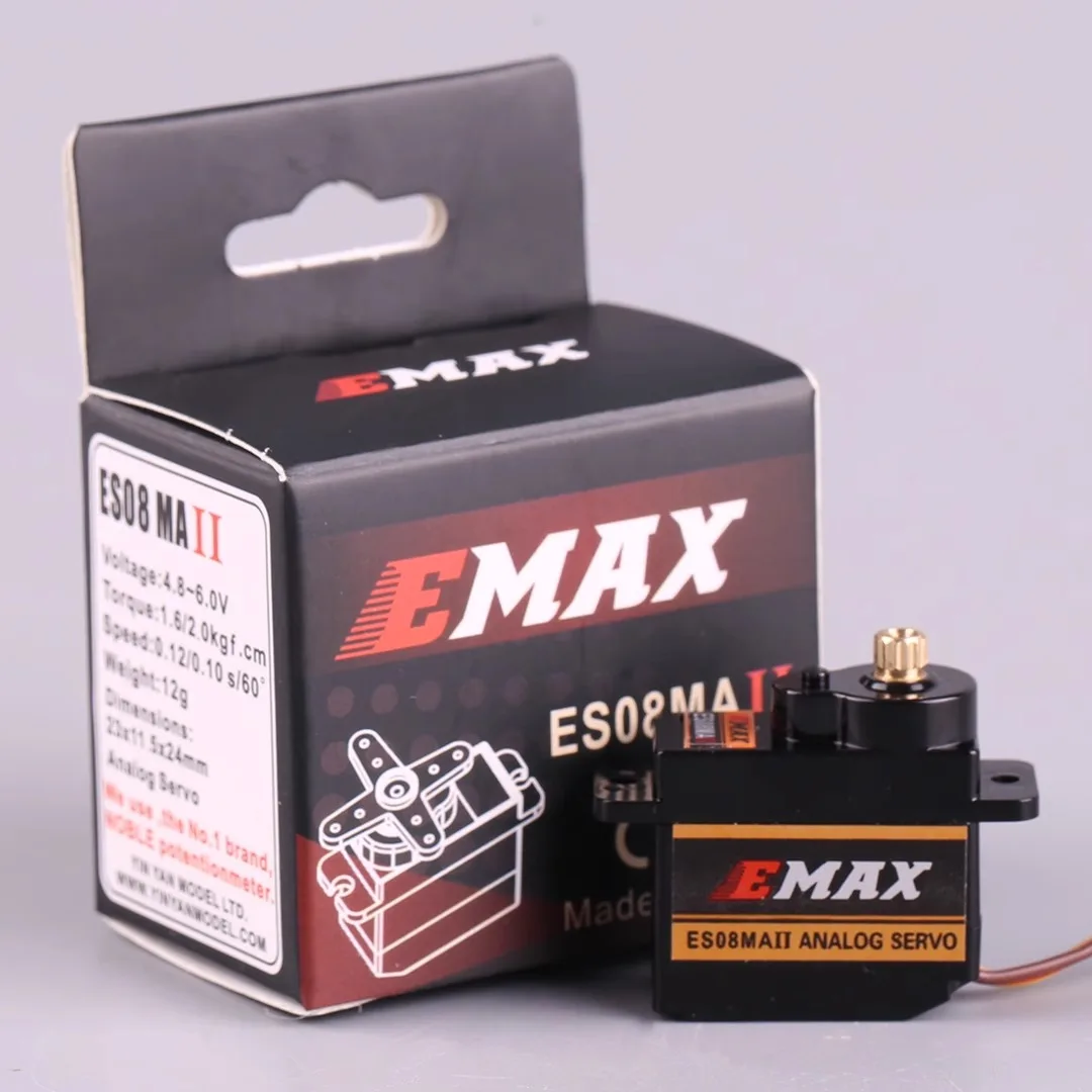 EMAX-Mini Servo analogique à engrenage métallique ES08MA II, 12g/ 2.0kg/ 0.12 Sec Mg90S, pour voiture et camion radiocommandés