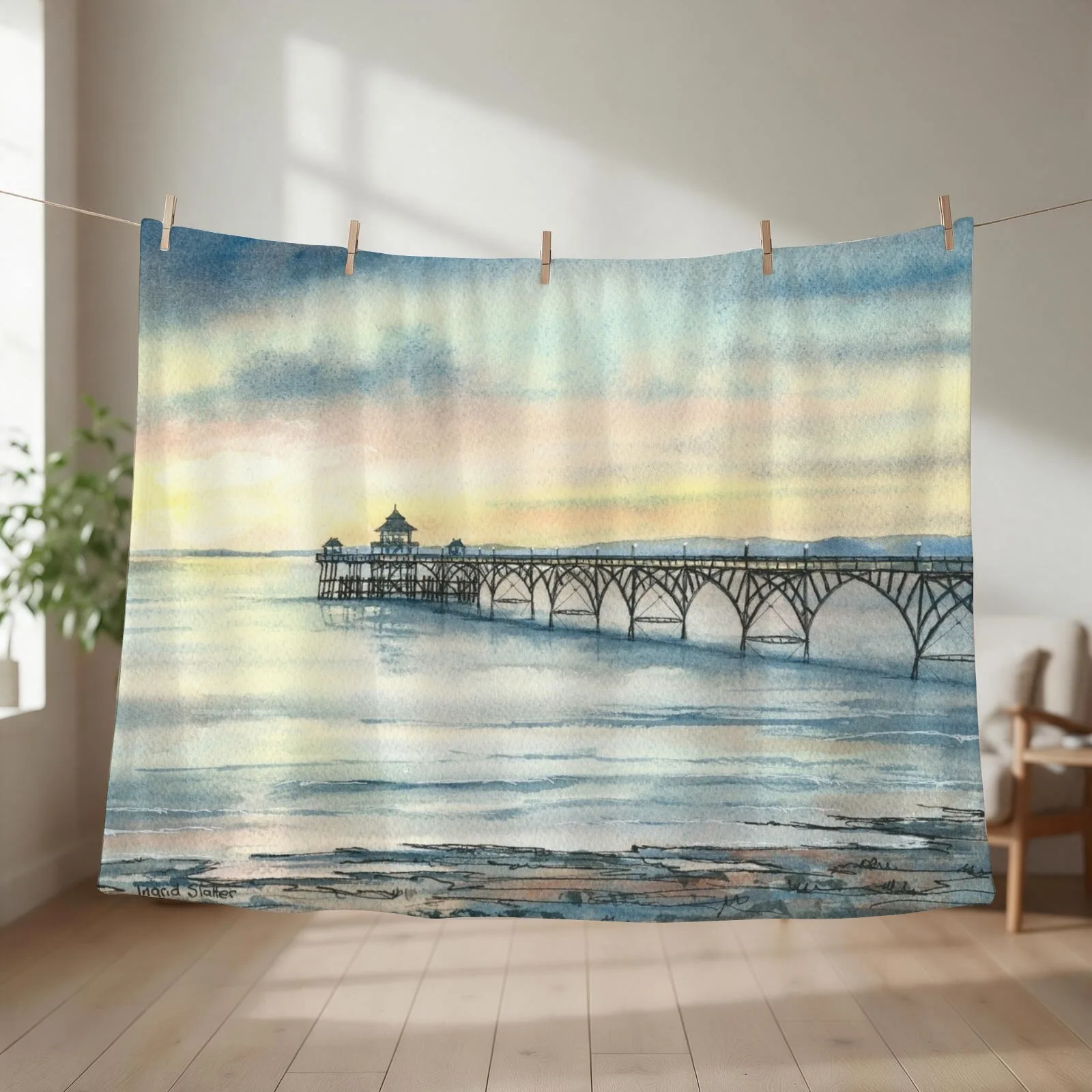 New Clevedon Pier Throw Blanket couch cozy soft plush fuzzy picnic outdoor blanket