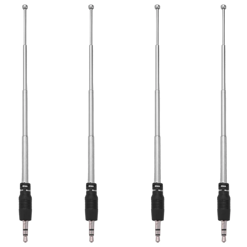 4X Radio Antenna 3.5Mm 4 Sections Telescopic FM Antenna Radio For Mobile Cell Phone Mp3 Mp4 Audio Equipment