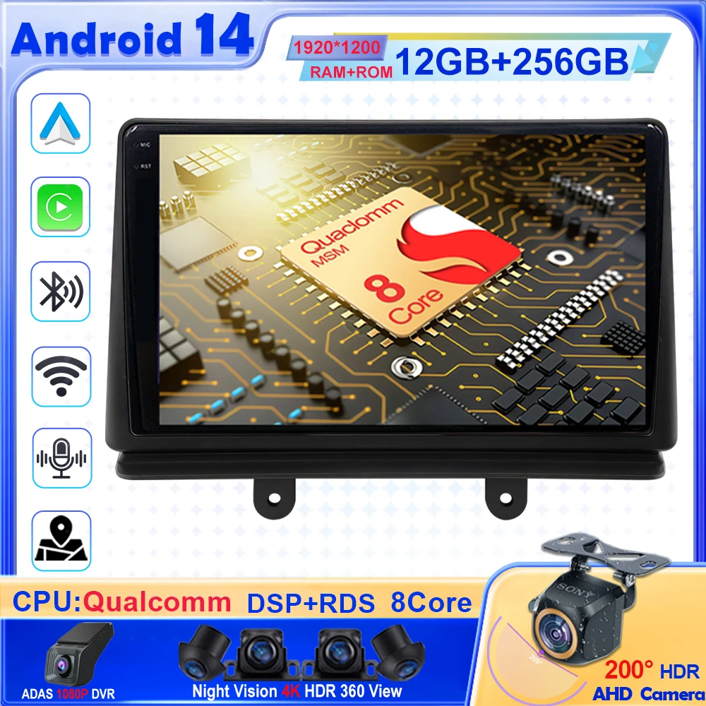 Android 14 Auto For Fiat Doblo 2006 Car Radio Head Unit Video Player Screen Multimedia Navigation Carplay WIFI QLED No 2din DVD