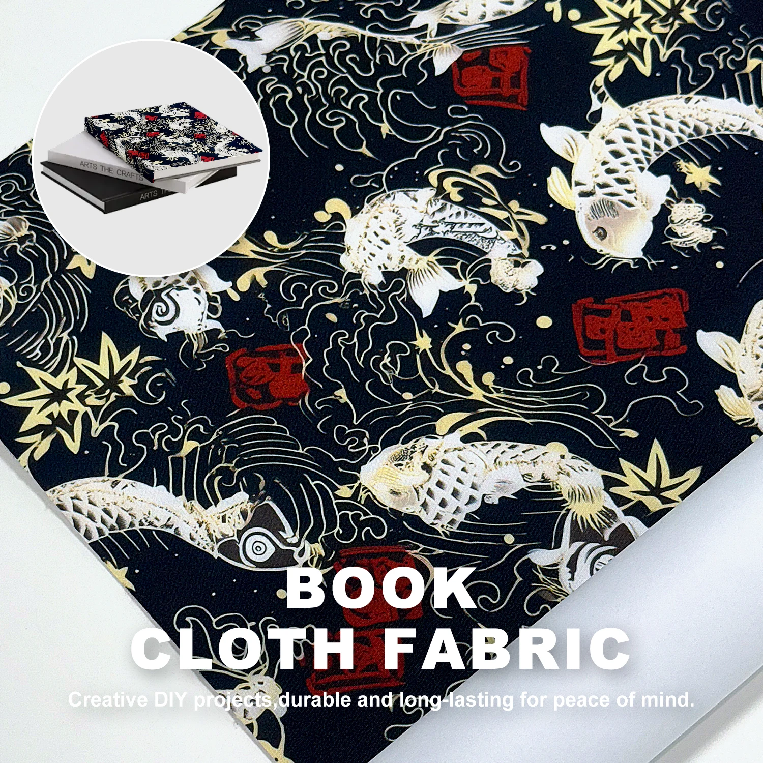 

40x200 см ткань для обложки книги с рисунком рыбы кои, ткань для книги в твердом переплете для упаковки подарков, украшение для фотоальбома, крафт-бумага, сделай сам