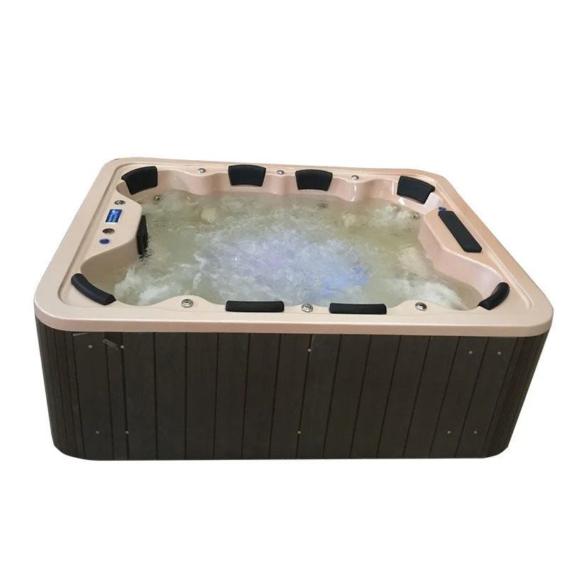 Modern 2-Person Outdoor Spa Rectangle Hot Tub for Hotel Rectangular Design with Drain Accessory for Soaking