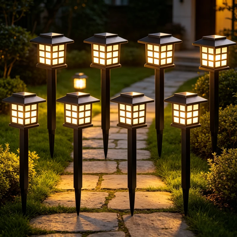 

8 шт. светодиодных солнечных светильников для дорожек, водонепроницаемые уличные солнечные лампы для сада/ландшафта/двора/патио/подъездной дорожки/освещения пешеходных дорожек