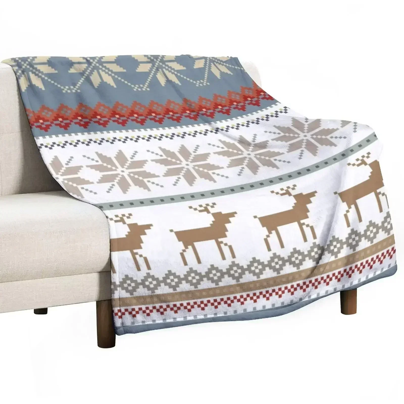 FAIR ISLE Throw Blanket Wrinkle Resistant Lightweight Blanket