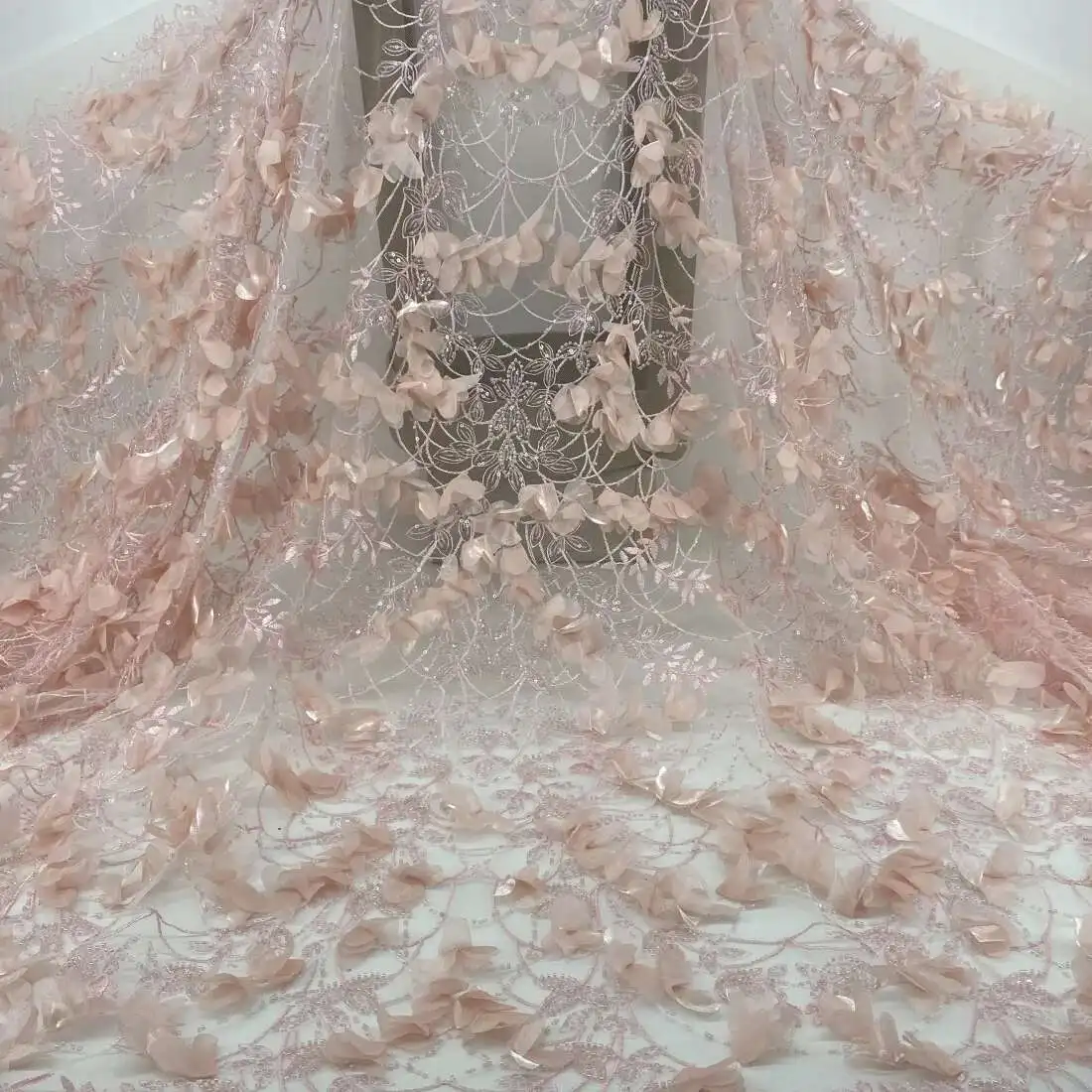 

2024 Net Lace Fabrics With Sequins For Evening Dresses Latest French Beaded Tulle Lace Fabric High Quality African