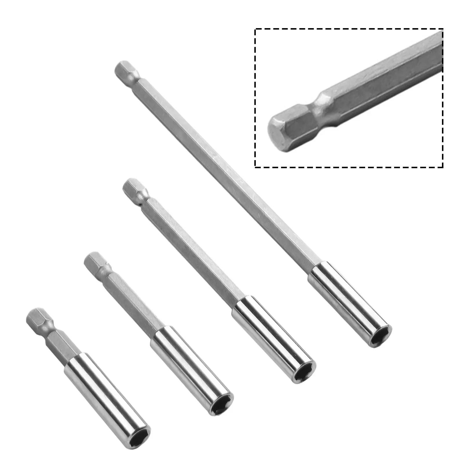 Extension d'Embouts de Vis de 150/100/75/60mm, Support de Pointe de Tournevis à Tige de 1/4 Pouces à Changement Rapide pour Outils de Perceuse Électrique, 4 Pièces