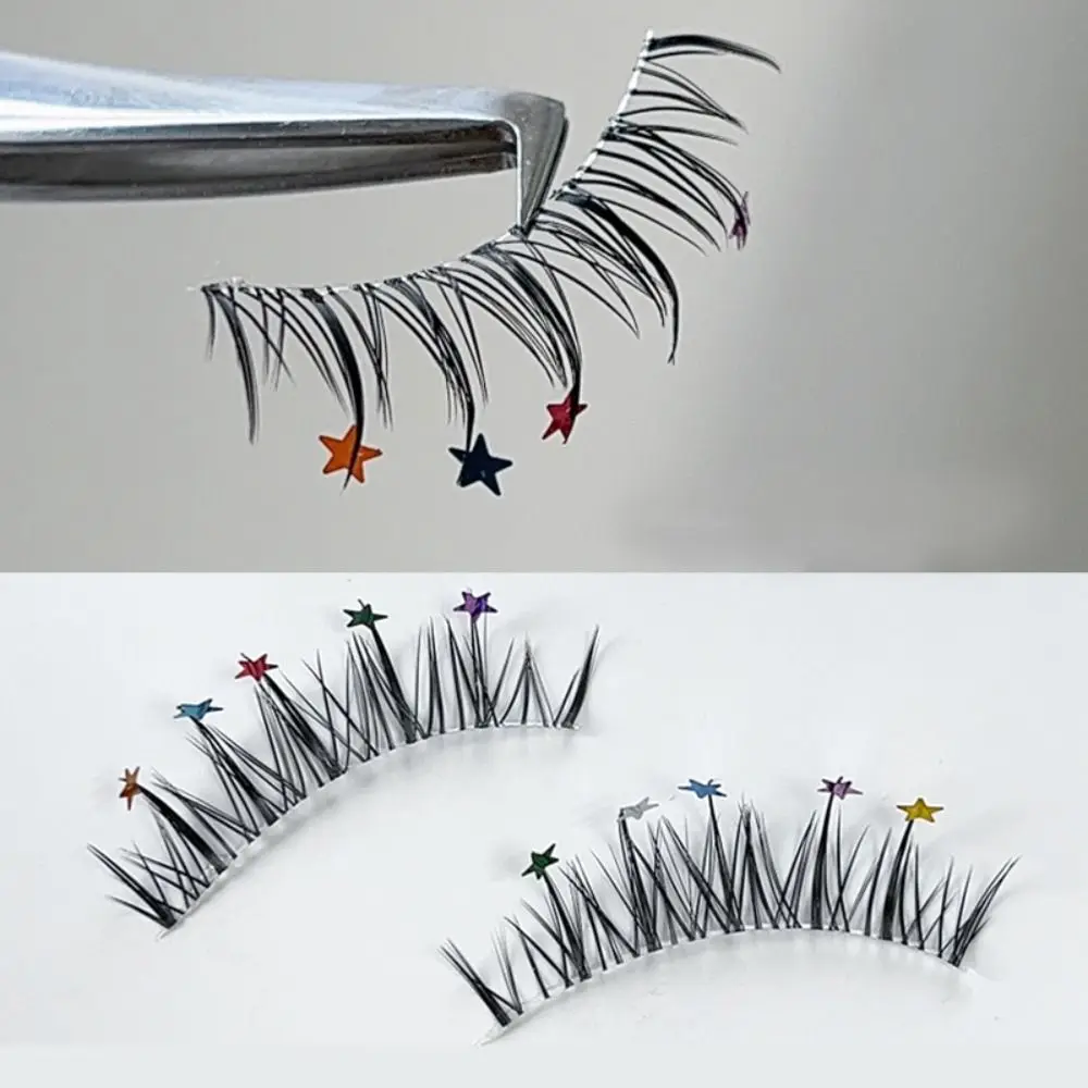 

Colorful Sequin False Eyelashes Korean Makeup 3D Manga Eyelash Butterfly Star Full Strip Lashes INS Cosmetic Eyelash Extension