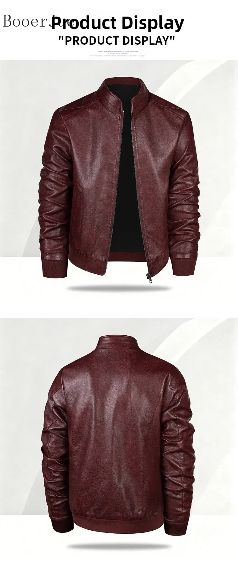 Herren Lederjacke Herbst Winter Kunstledermantel Koreanischer Stil Slim Fit Lässig Trendig Vielseitig Stilvolle Oberbekleidung für Männer 6XL – Detail 9