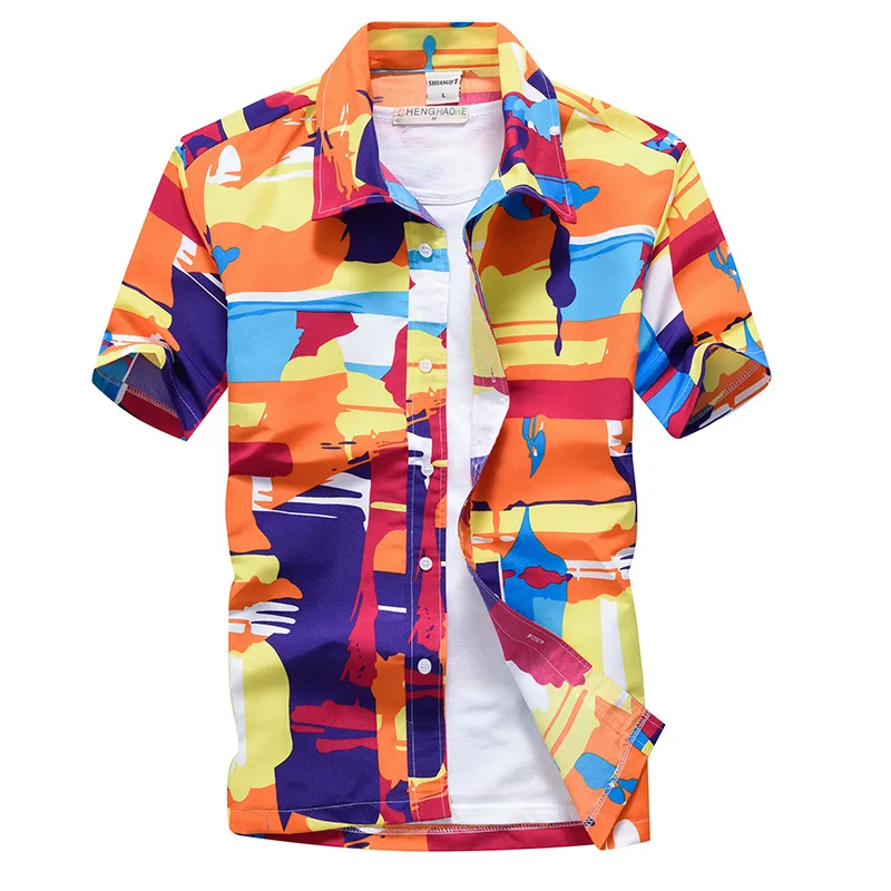 Men Hawaiian Casual Shirts for Man Printed Short Sleeve Blouses Tops Size XS-5XL New Arrival Men Loose Beach Floral Shirt  MY081