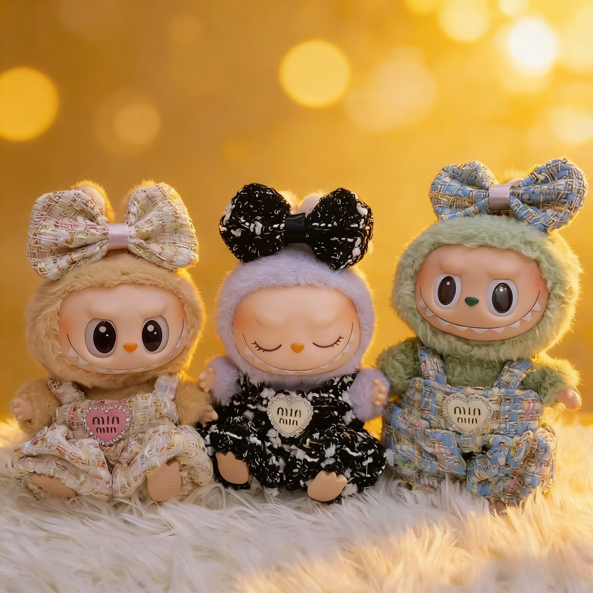 

For 15/17cm Labubu clothes bow hair accessory jumpsuit Set Labubu doll clothing girl bodysuit Outfit DIY Decoration accessories