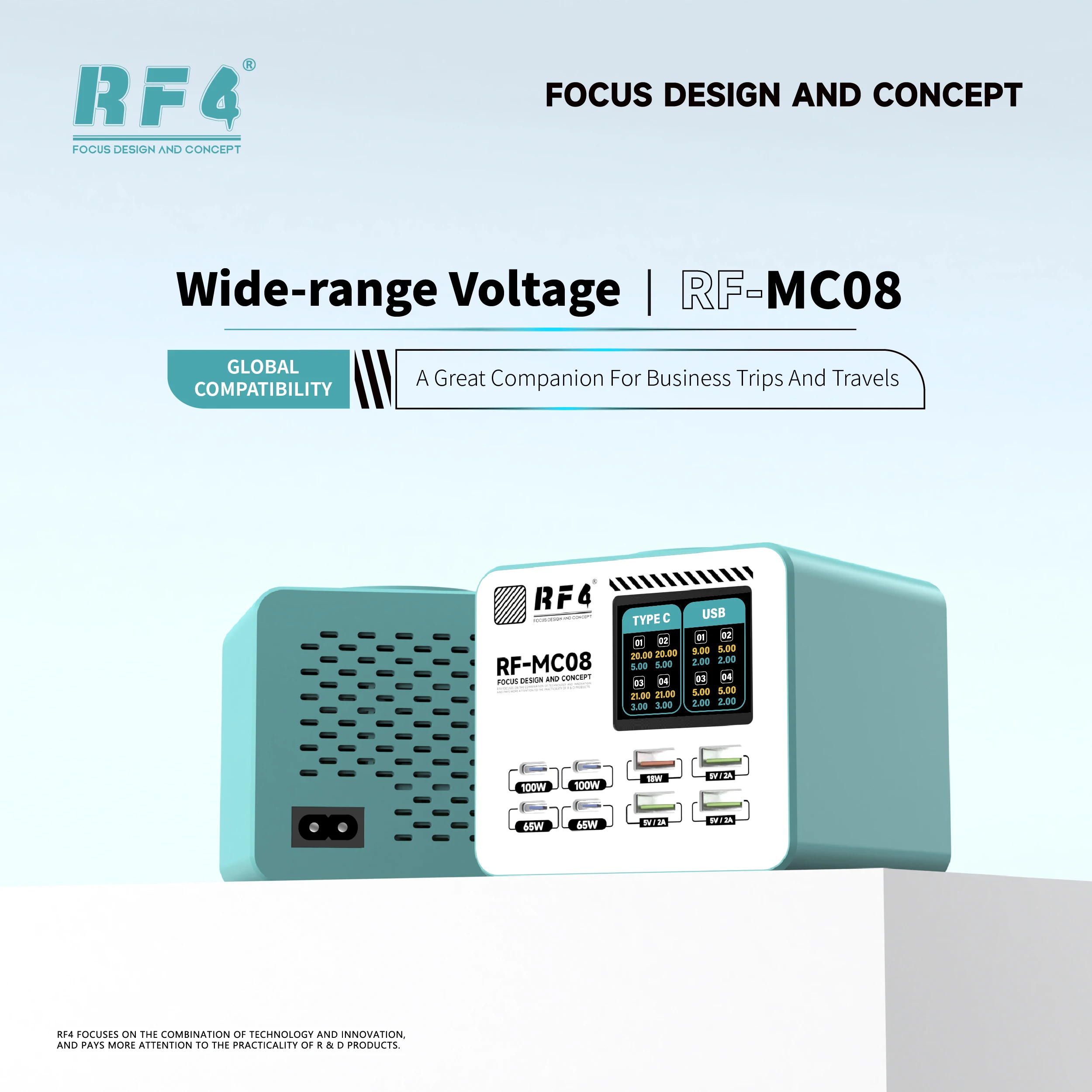 

RF-MC08 Умное многопортовое быстрое зарядное устройство 150 Вт с полноцветным ЖК-дисплеем для мобильных телефонов и ноутбуков, инструмент для быстрой зарядки и ремонта
