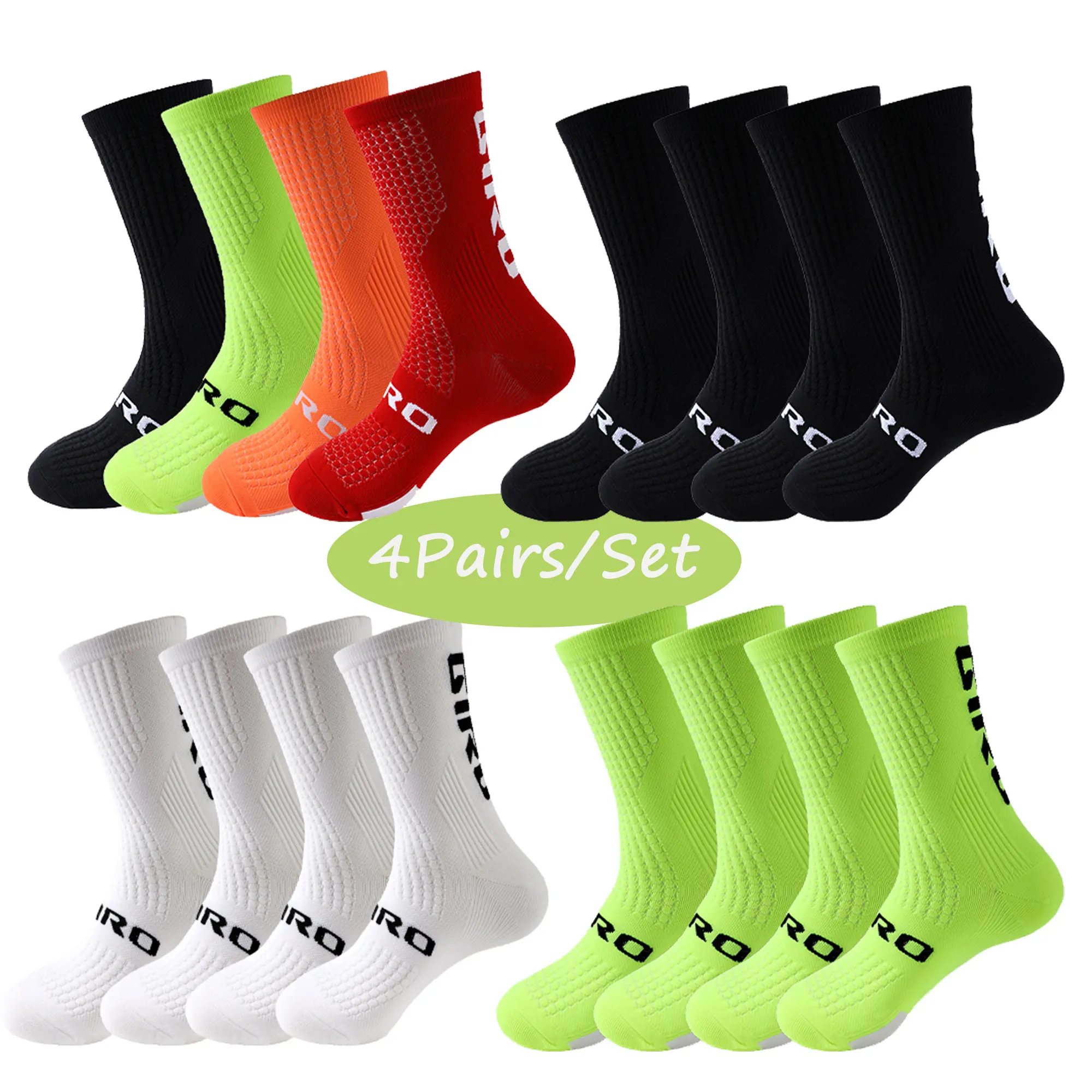 Calcetines de ciclismo para hombre, 4 par/set, calcetines de ciclismo para mujer, calcetines deportivos absorbentes del sudor, transpirables,